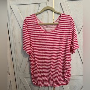 Motherhood Maternity Striped Scoop Neck Side Ruched Tee